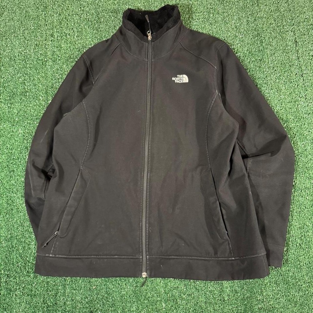 The North Face Womens XL Black Soft Shell Full Zip Fleece Lined Jacket 0308
